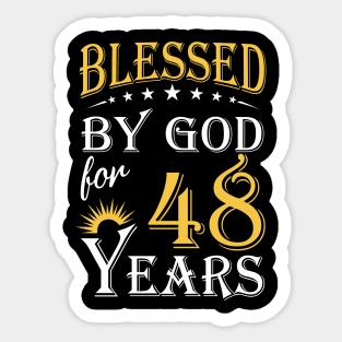 Blessed By God For 48 Years 48th Birthday Sticker